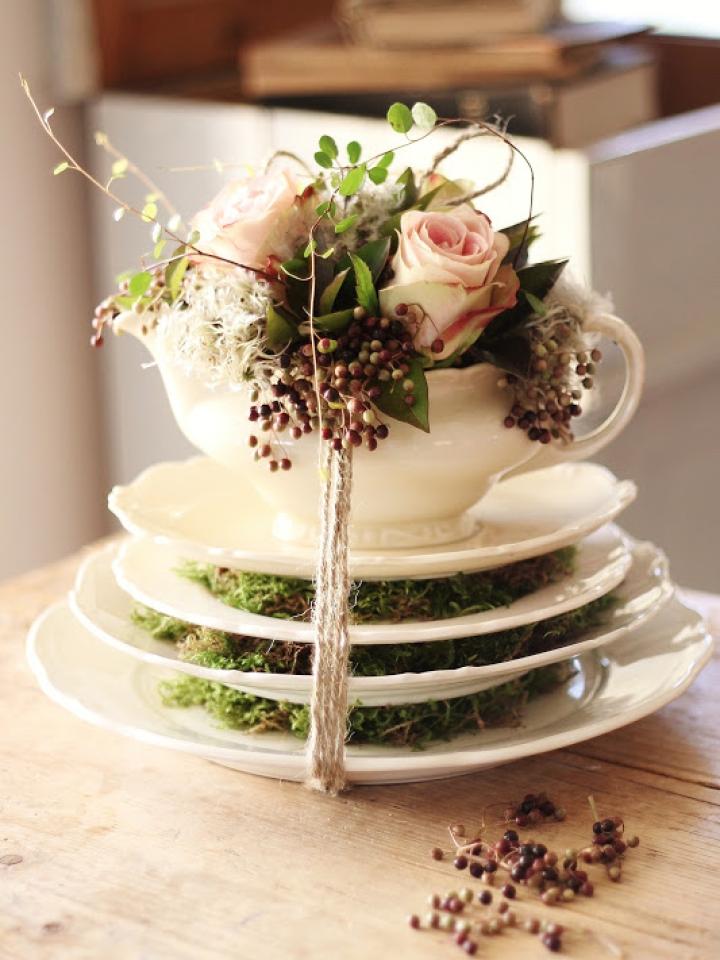 Floral teacup centrepiece