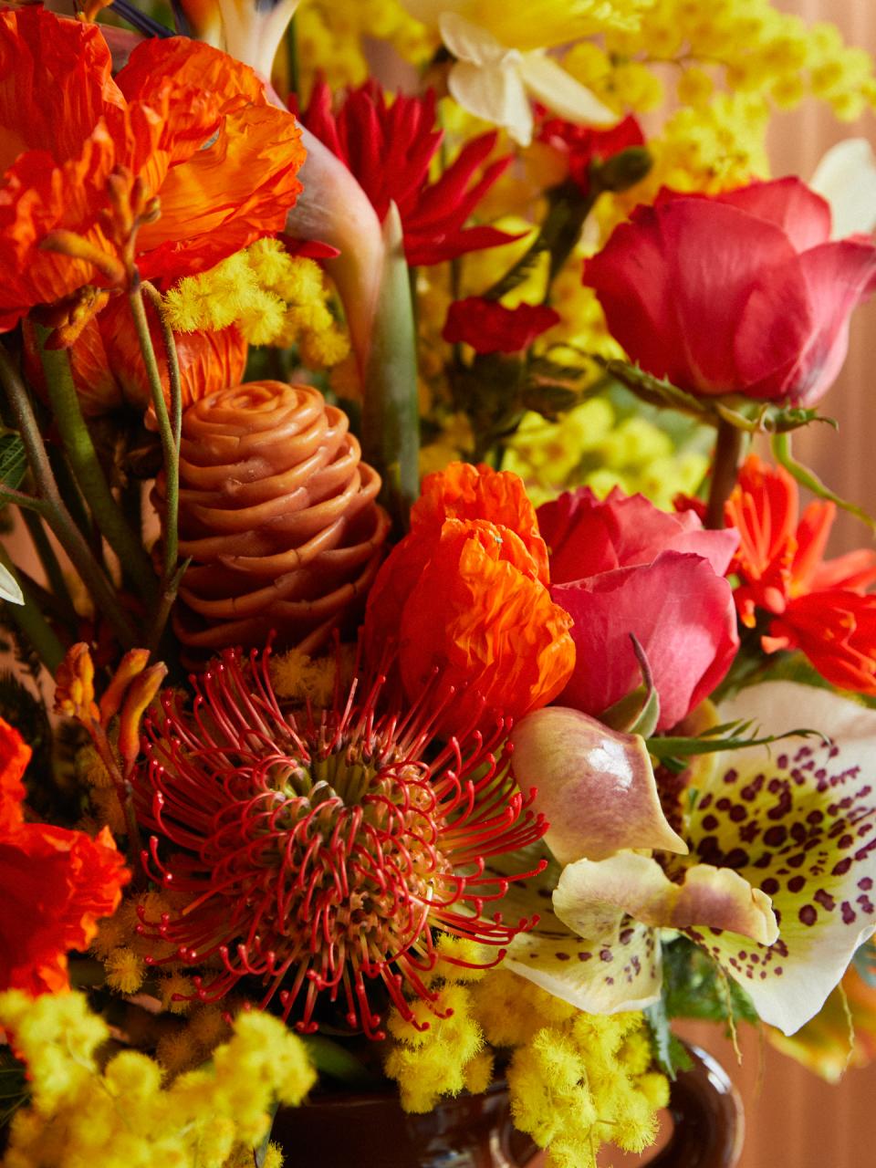 winterboeket | pantoffel orchidee | mimosa | roos | tulp