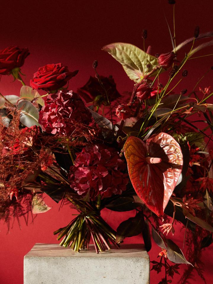 rood boeket | boeket anthurium | rozen | floral signatures